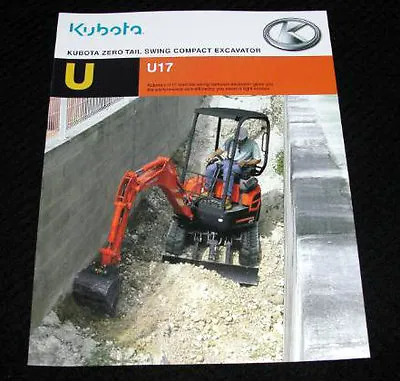 Buy Kubota U17 U 17 Super Series Zero Tail Swing Compact Excavator Catalog Brochure • 9.95$