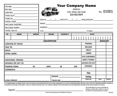 Buy Towing Wrecker Invoice Form In Black & White / 8.5 X 7 / 2 Or 3 Part / TMG099 • 44.97$
