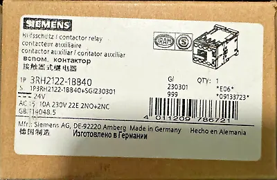 Buy Siemens SIRIUS 24VDC Coil 2NO + 2NC Contacts Contactor Relay 3RH2122-1BB40 • 49.99$