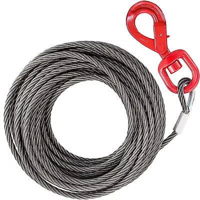 Buy Fiber Core Winch Cable 3/8 X 75 Self Locking Swivel Hook Tow Truck Flatbed • 62.34$