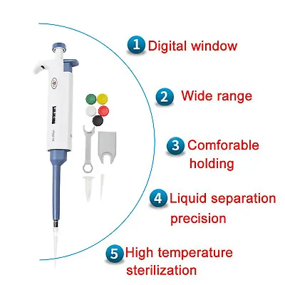 Buy 50-200ul Single Channel Pipette Micro Pipettor Adjustable Liquid Transfer Lab US • 19.99$