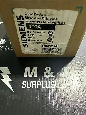 Buy New Siemens B310000s01 3 Pole 100amp Bolt On Circuit Breaker 240v • 279.99$