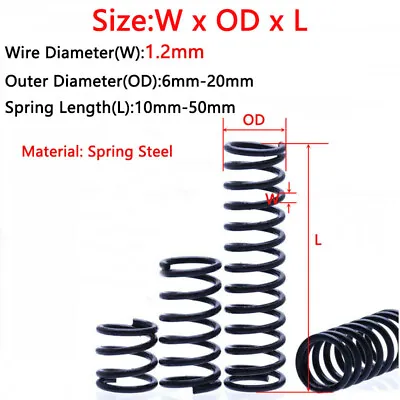 Buy Compression Spring Pressure Springs Wire Dia 1.2 Mm OD 6mm-20mm Length 10mm-50mm • 2.93$
