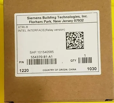 Buy New Siemens Xtri-r Intel Interface W/ Relay S54370-b1-a1 Fire Alarm (24 Avail.) • 69.95$