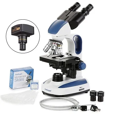 Buy Amscope 40X-2500X Advanced Compound Microscope W/ Ergonomic Design + USB Camera • 533.99$