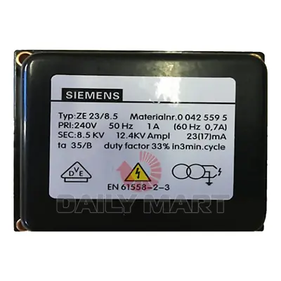 Buy New In Box SIEMENS ZE23 8.5 Ignition Transformer 240V 1A 8.5KV 12.4KV Ampl 23mA • 208.88$