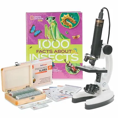 Buy IQCREW Amscope Kids 85+pc Microscope Kit + Camera + Software + Slides + Prep Kit • 119.99$