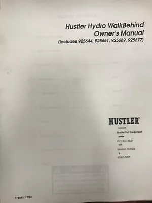 Buy Hustler Owners Manual Hydro Walk Behind Mowers #778845  • 5$