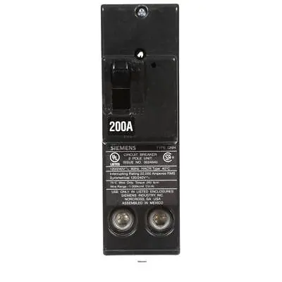 Buy Siemens 200 Amp Double Pole Type Circuit Breaker Load Center Mounted Vertically • 184.80$