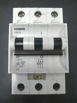 Buy Siemens 5SX23-C3 Circuit Breaker 3-Pole DIN Rail Mount 3 Amp • 17.50$