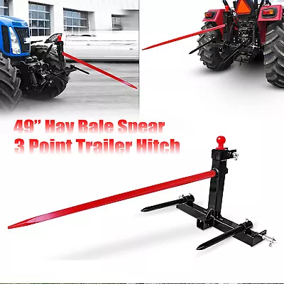 Buy Category 1 Tractor 3 Point 2'' Trailer Hitch Receiver 49'' & 17'' Hay Bale Spear • 269.99$