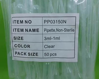 Buy 50 Piece BioRx 3ml-1ml Pipette. Non-Sterile 1L • 8.99$