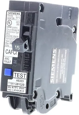 Buy Siemens QA115AFCN 15 Amp 1-Pole Combination Type AFCI Plug-On Neutral Circuit Br • 54.99$