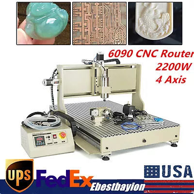 Buy 2200W 4 Axis Engraving Machine 6090 CNC Router Carving Drill Engraver Mill USB  • 2,041.55$