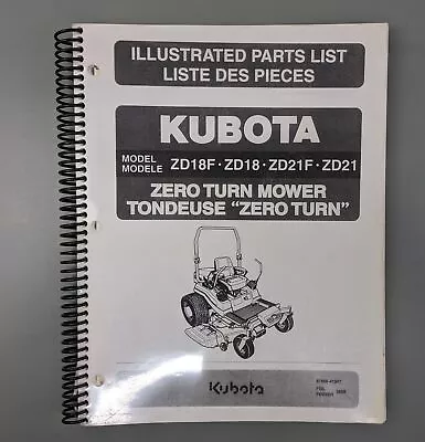 Buy Kubota Zero Turn Mower Illustrated Parts List ZD18F ZD18 ZD21F ZD21, 97898-41347 • 30.50$