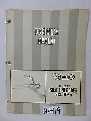 Buy Badger Northland Book Assembly Manual Silo Unloader Ring Drive Bn2500 Bn 2500 • 19.99$