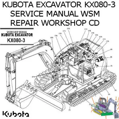Buy Kubota Excavator KX080-3 Service Manual WSM Repair Workshop PDF CD **Nice** • 9.97$