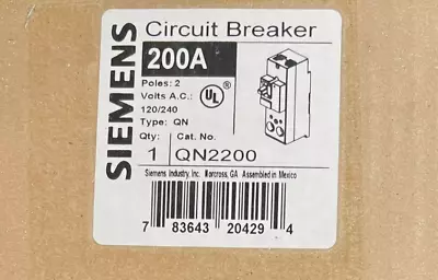 Buy Siemens QN2200 200-Amp 2 Pole 240-Volt Circuit Breaker • 125$