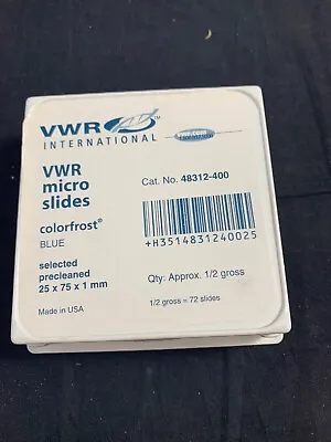 Buy VWR Glass 25x 75x 1mm Microscope Slides Colorfrost Blue Approx/72 • 19.99$