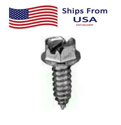 Buy 100 Pcs Ford #14 X3/4  Slotted Hex Washer Head License Plate Screws Zinc • 24.22$