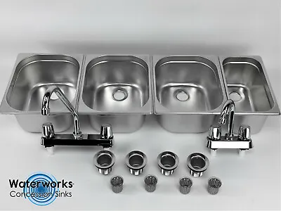 Buy Concession Sink 4 Compartment Portable Food Truck Trailer 3L+1S Handwash Faucets • 122.95$