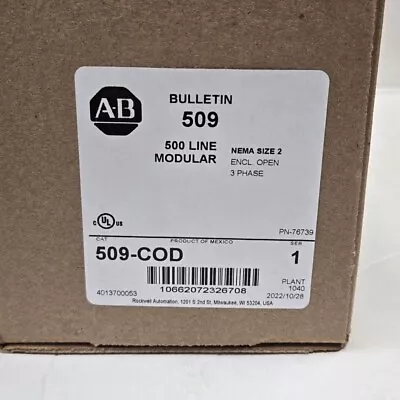 Buy New Allen Bradley  509-COD  Series 1 |  NEMA Non-Reversing Starter • 429.95$