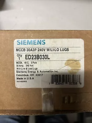 Buy New Siemens ED23B030L Sentron Series Circuit Breaker 240VAC 30A 50/60 • 350$