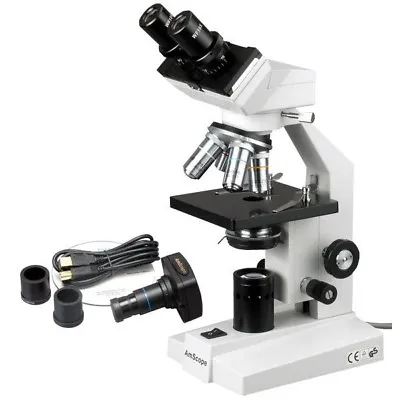 Buy AmScope B100B-M 40X-2000X New Binocular Compound Microscope + 1.3MP Camera • 257.99$