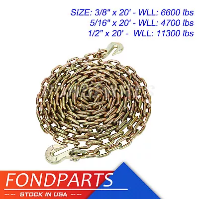 Buy 3/8  1/2  X 20' Truck Tie Down Binder Chains Flatbed Transport Chain Tow Chain • 47.35$