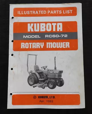 Buy Genuine Kubota B6200 B7200 Tractor  Rc60-72 Mower Deck  Parts Catalog Manual • 22.95$