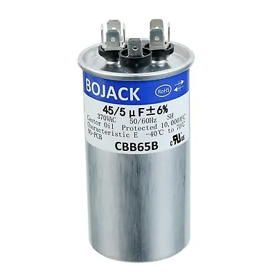 Buy BOJACK 45+5uF 45/5MFD ±6% 370V CBB65 Dual Run Circular Start Capacitor For AC... • 20.19$