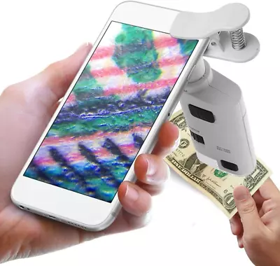 Buy 80-120X Clip-On LED Cell Phone Microscope Mini Smart Phone Lens Microscope Magni • 21.99$