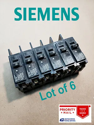 Buy X6 (Six) - Siemens BQ1B020 20 Amp 1 Pole 120/240V Circuit Breakers • 19.50$