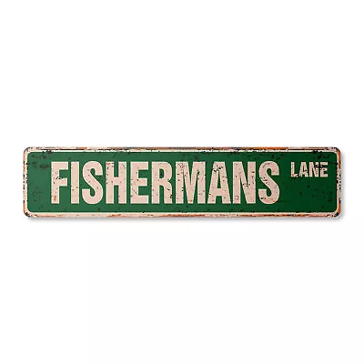Buy FISHERMAN Vintage Street Sign Metal Plastic Fishing Boat Lures Reel Waders • 13.99$