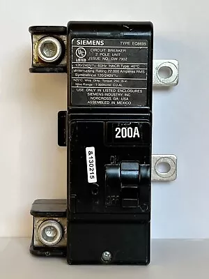 Buy SIEMENS EQ8695 2 Pole 200 Amp Circuit Breaker • 74.99$