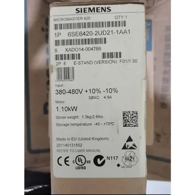 Buy New Siemens 6SE6420-2UD21-1AA1 6SE6 420-2UD21-1AA1 MICROMASTER420 Without Filter • 299$