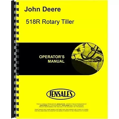 Buy John Deere 518R Tiller Owners Operators Manual Rotary Walk Behind • 37.98$