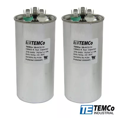 Buy TEMCo 70+5 Uf/MFD 370-440 VAC Volts Round Dual Run Capacitor 50/60 Hz -Lot-2 • 25.48$