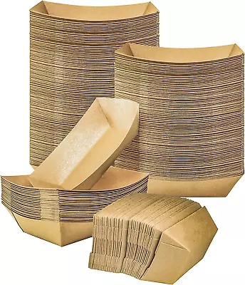 Buy 100 Pack 2lb Kraft Paper Food Trays, Heavy-Duty Paper Food Boat Disposable Servi • 24.02$