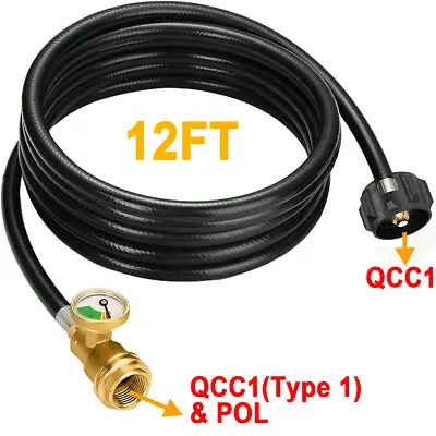 Buy US 12FT Propane Extension Hose W/Gauge For Propane Tank For Most Propane Applian • 25.99$