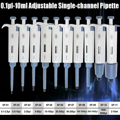 Buy 0.1μl-10ml Lab Single Channel Pipette Adjustable Volume Micropipette Pipettors • 25.99$