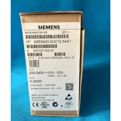 Buy New Siemens 6SE6420-2UC12-5AA1 6SE64202UC125AA1 MICROMASTER420 Without Filter • 348.42$