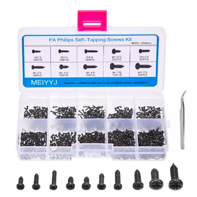 Buy Micro Screws Set Screws Assortment 1000 Multi-Purpose Head Self-Tapping Kit Smal • 12.99$
