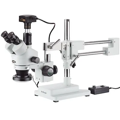 Buy Amscope 3.5X-90X Simul-Focal Stereo Zoom LED BOOM Microscope + 18MP USB3 Camera • 1,009.99$