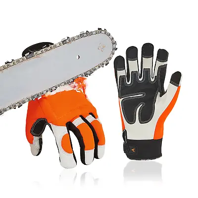 Buy Vgo 1Pair Chainsaw Work Gloves Saw Protection On Left Hand Back (Orange, CA9760) • 41.63$