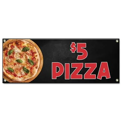 Buy $5 Pizza Banner Concession Stand Food Truck Single Sided • 18.99$