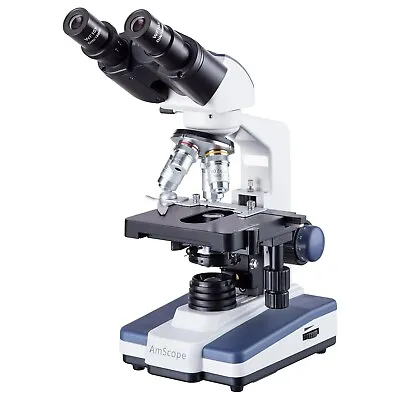 Buy AmScope 40X-1000X LED Binocular Compound Microscope 3D 2-Layer Mechanical Stage • 234.99$
