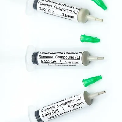 Buy Diamond Paste Kit 3 Syringes 2000 4000 8000 Grit X 5 Gr, (L) 10% Concentration • 29.99$
