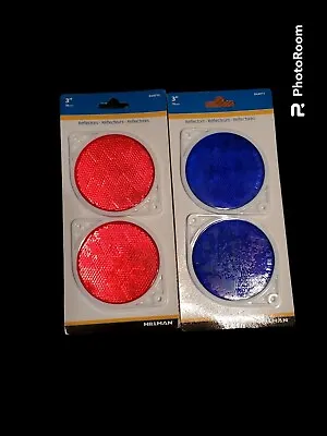 Buy Hillman 844011 Adhesive Or Nail On Reflector Blue And Red (3 ) NIP • 9.99$