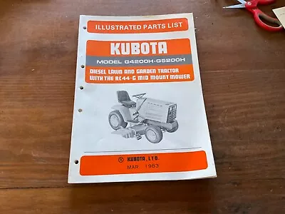 Buy Illustrated Parts List Kubota Lawn  Garden Tractor MODEL G4200H G5200H 1983 • 22.25$